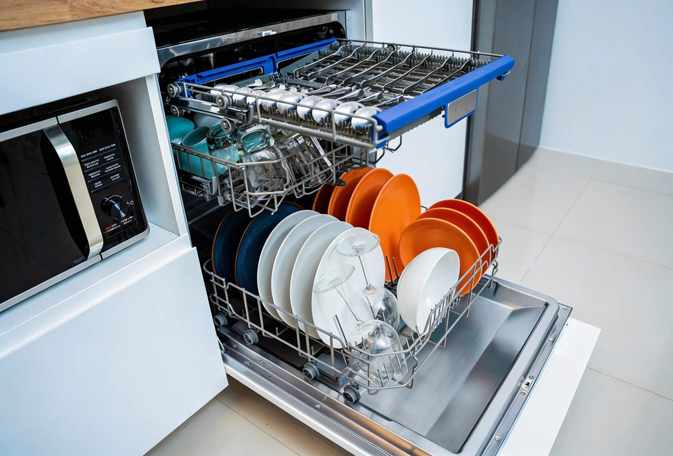 Dishwasher repair service with fully loaded rack inspection by Appliance Pro Dallas technicians