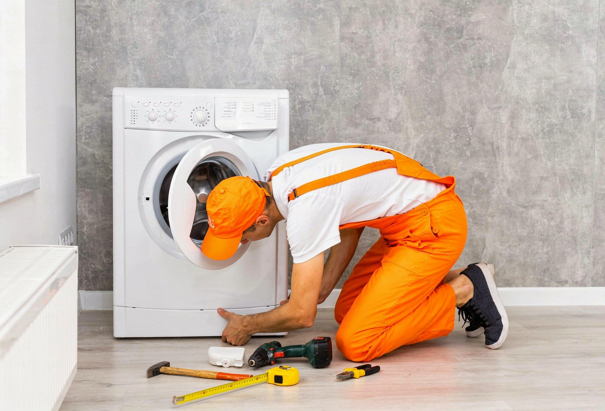 Dallas washer repair technician inspecting washing machine drum